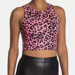 Good luck gem Neon Pink Leopard Print Crop Top